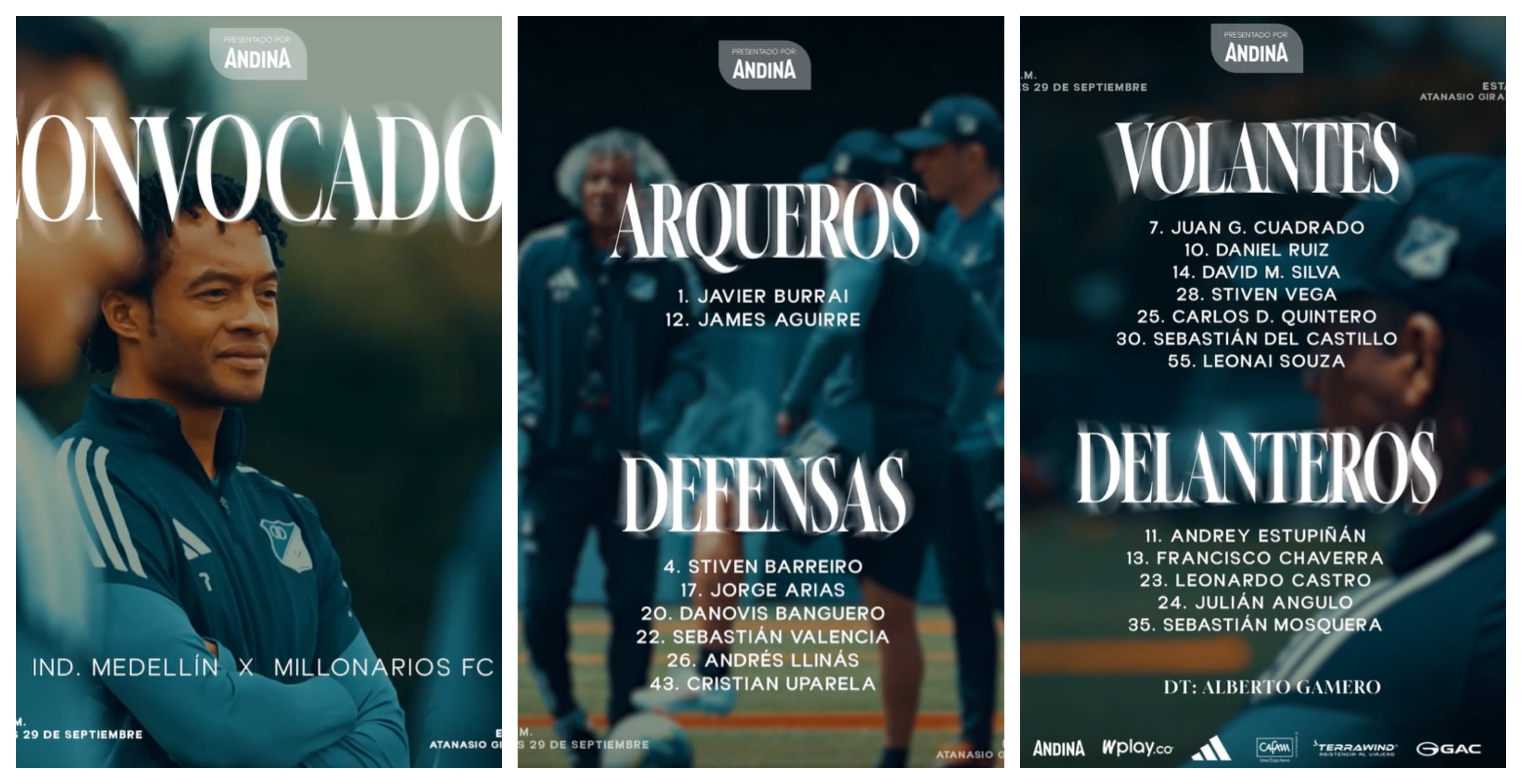 Alberto Gamero incluyó a Juan Guillermo Cuadrado a la lista de convocados para el juego ante el DIM -crédito @MillosFCoficial/X