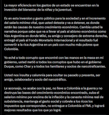 Gustavo Petro - crédito @petrogustavo/X