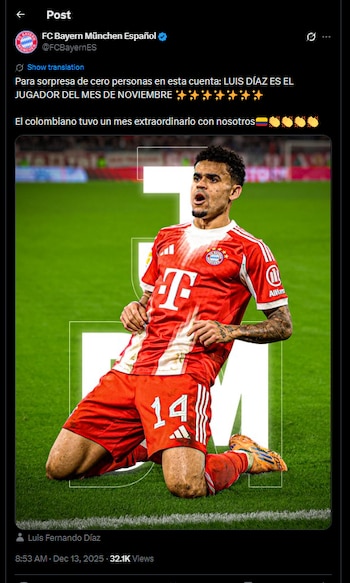 El reconocimiento de Luis Díaz