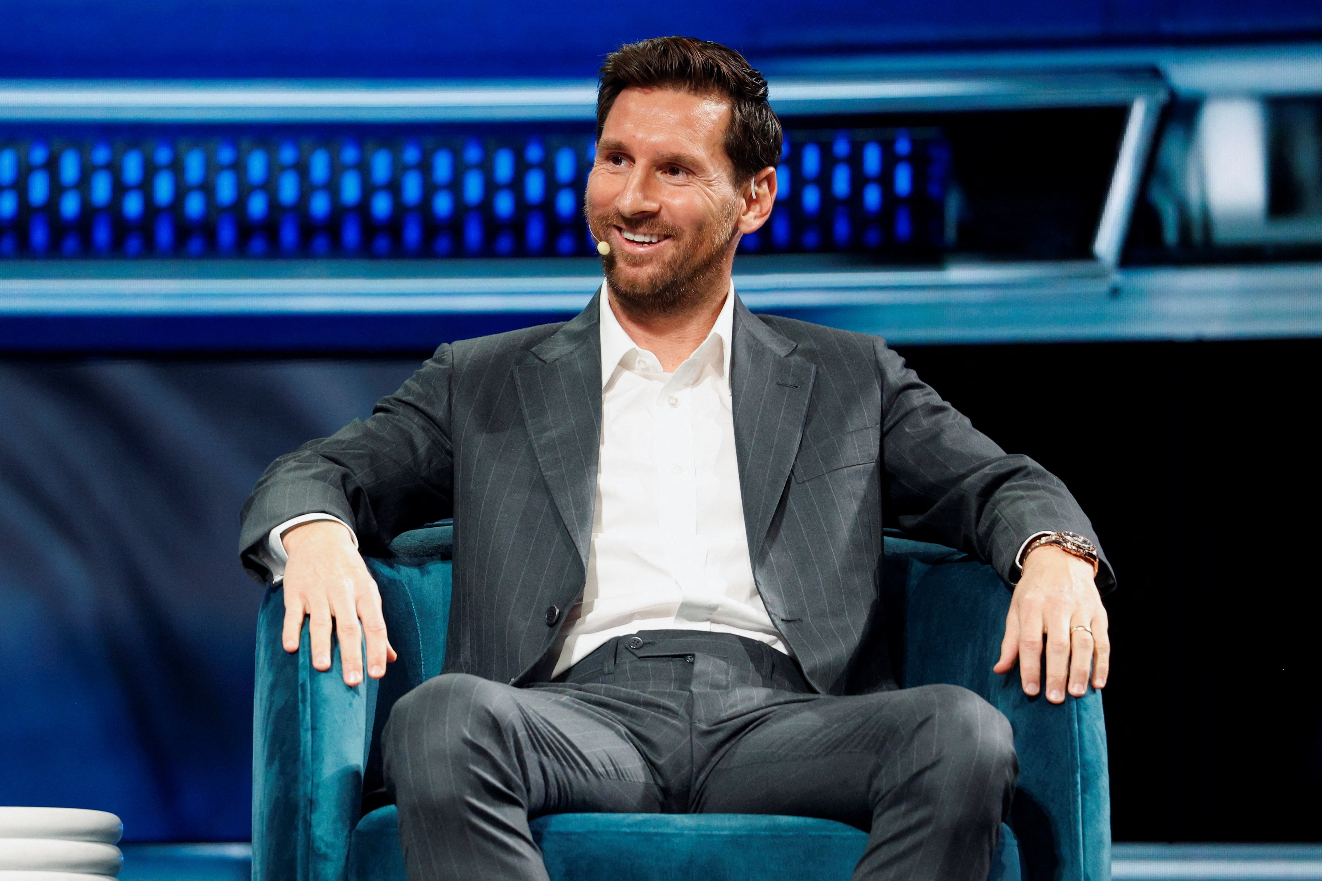 Messi, durante su participación en el America Business Forum de Miami, donde recibió la llave de la ciudad REUTERS/Marco Bello