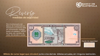 El nuevo billete incorpora modernos elementos de seguridad y accesibilidad. (Imagen cortesía Banco de Guatemala)