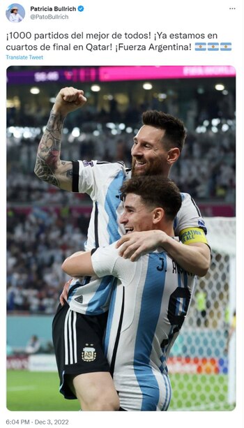 Dirigentes politicos festejan en las redes sociales el triunfo de Argentina