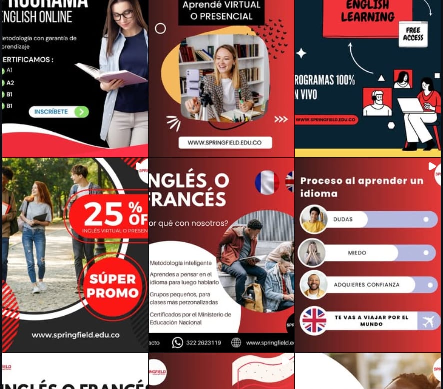 La página del centro de idiomas Springfield no cuenta con actualizaciones desde hace 184 semanas - crédito @springfieldlc/Instagram