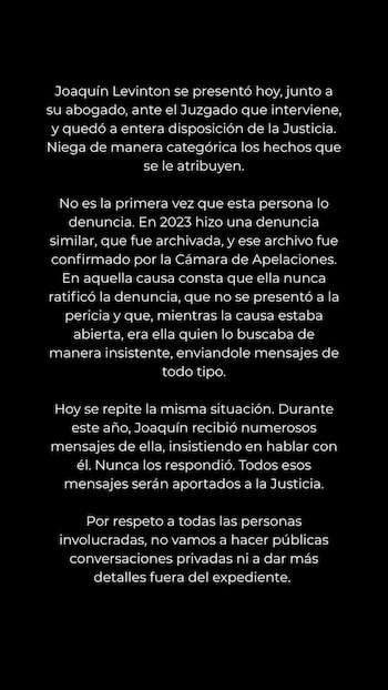 Comunicado de Turf sobre la situación de Joaquín Levinton, su cantante