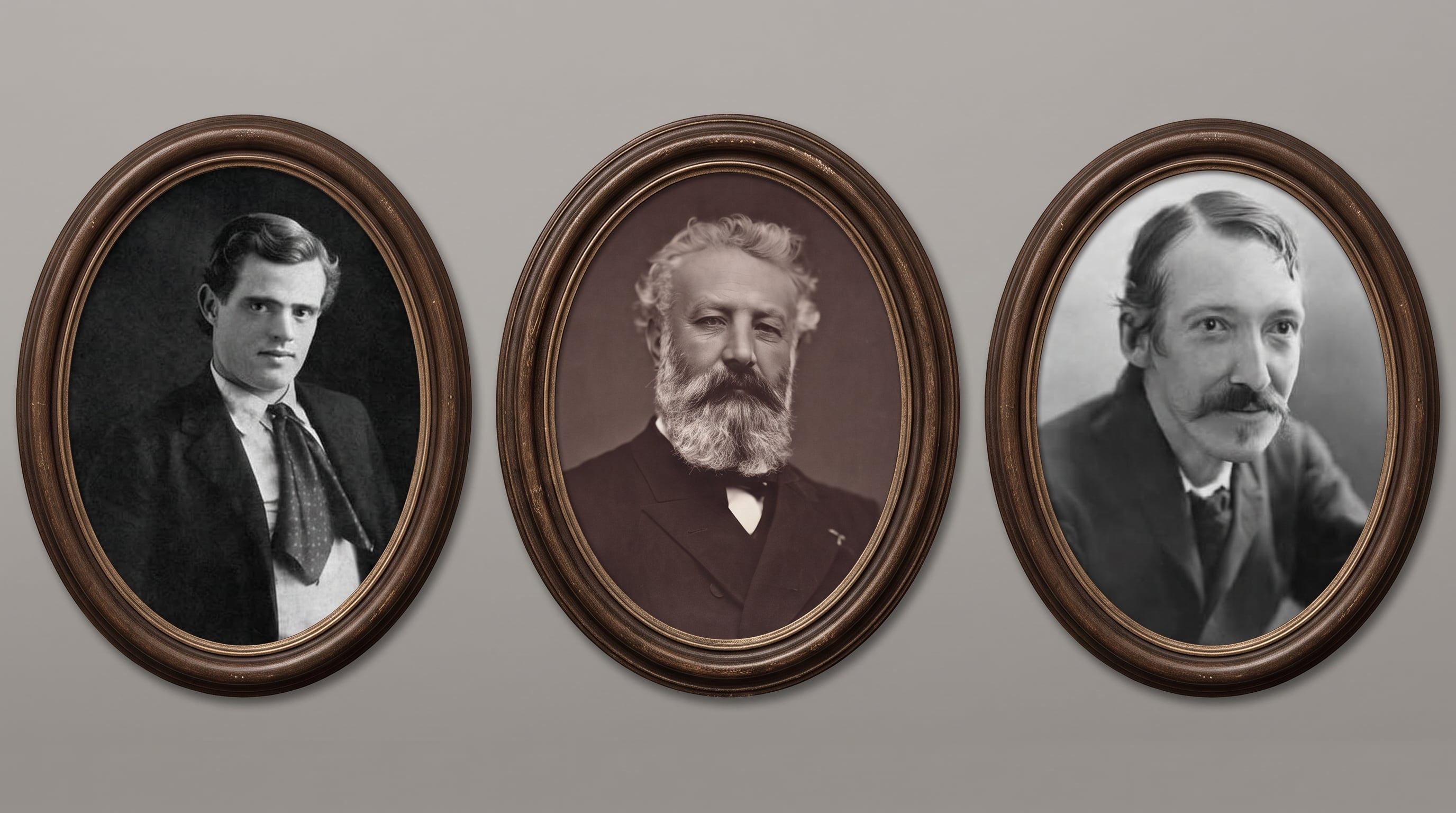 Jack London, Jules Verne y Robert Louis Stevenson (Imagen Ilustrativa Infobae)
