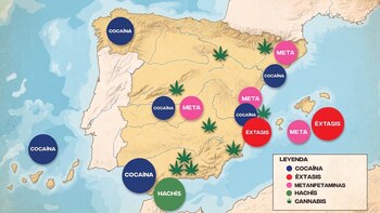 El mapa de las puertas de la droga en España: el hachís por el sur, el auge del éxtasis del puerto de Valencia y el reparto geográfico de la cocaína