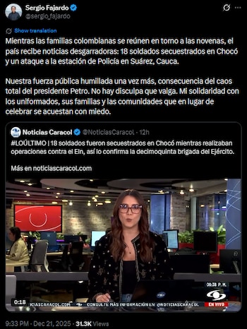 Sergio Fajardo afirmó que el