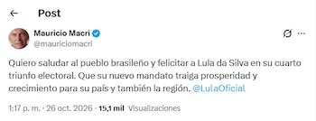 Tuit de Mauricio Macri