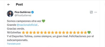 Federico Gutiérrez festejó el