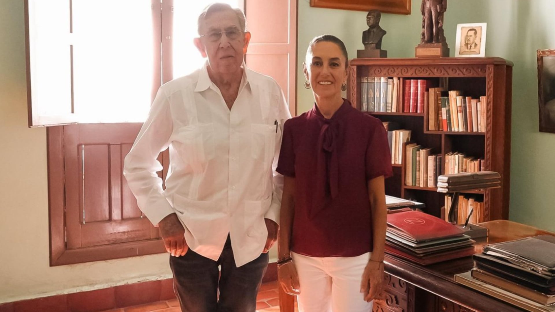 Claudia Sheinbaum y Cuauhtémoc Cárdenas en 2024. Crédito: X - @Claudiashein