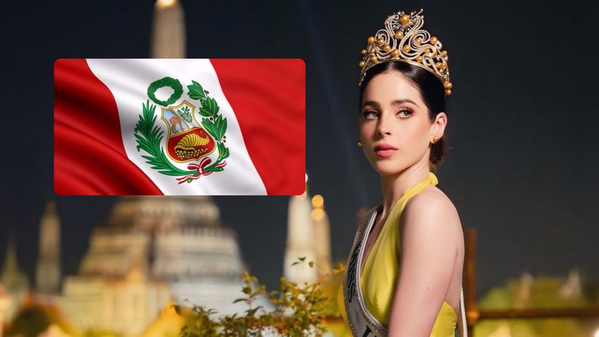 Fátima Bosch, Miss Universo 2025, posa con la bandera de Perú, preparándose para su esperada visita oficial a Ica.