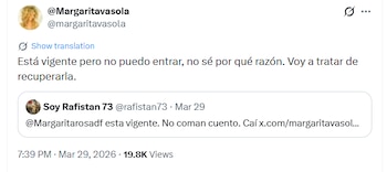 Margarita Rosa denuncia dificultades para diferenciar su nueva cuenta de otros perfiles falsos en redes sociales - crédito @margaritavasola/X