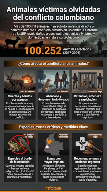 El departamento de Antioquia encabeza la lista de regiones con mayor número de especies animales amenazadas por el conflicto y la minería ilegal - crédito Imagén Ilustrativa Infobae