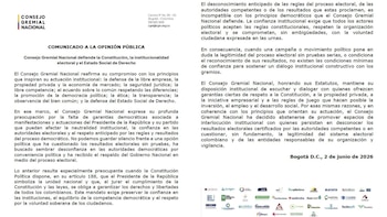 La organización reafirmó su compromiso con la institucionalidad y el Estado de Derecho. - crédito @ConsejoGremial/X