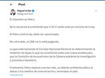 Miguel Uribe calificó al presidente