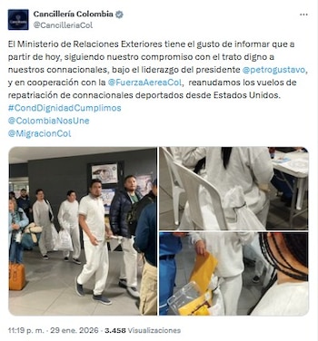 Cancillería de Colombia sobre repatriación