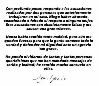 El comunicado de Julio Iglesias