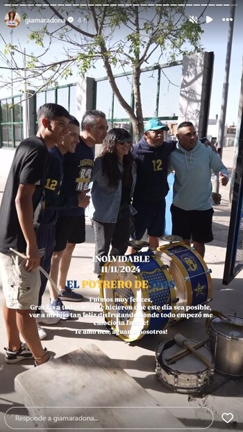 Gianinna Maradona compartió imágenes del partido de fútbol que jugaron en el potrero de Diego, con su hijo Benjamín y Daniel Osvaldo (Instagram)