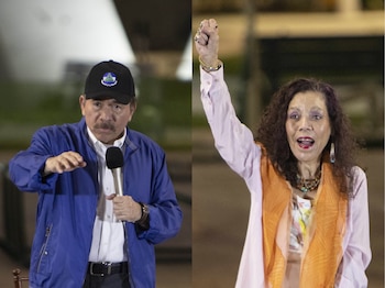 Combo de fotografías de archivo que muestra a Daniel Ortega y su esposa Rosario Murillo durante un evento en Managua (Nicaragua)
EFE/ ARCHIVO