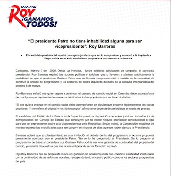 El candidato presidencial Roy Barreras