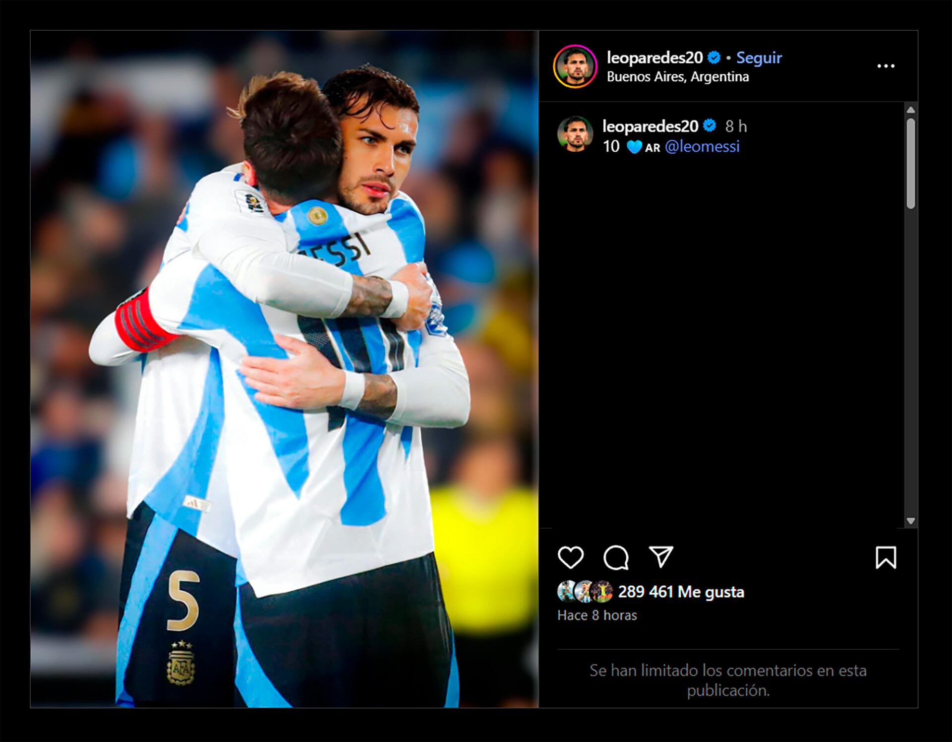 Leandro Paredes también le dedicó un mensaje a Messi