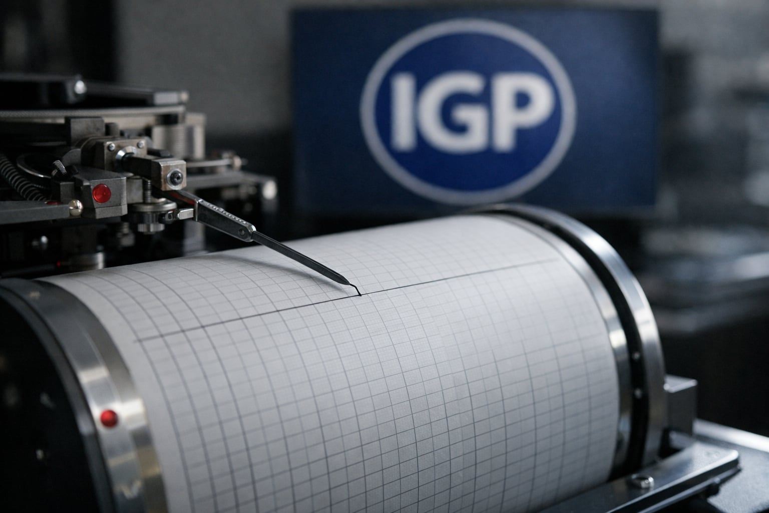 Un sismógrafo profesional del Instituto Geofísico del Perú (IGP) registra un período de calma sísmica, con su aguja en reposo sobre el papel milimetrado. (Imagen Ilustrativa Infobae)