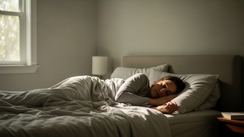 Tranquilidad y descanso: Mujer duerme una siesta reparadora en su cama - VisualesIA ScribNews