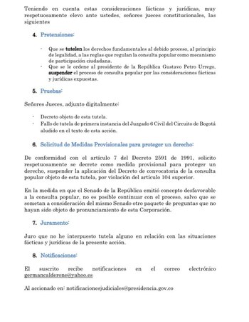 Radicaron la primera tutela contra