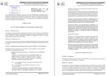 Proyecto de reelección inmediata de rectores