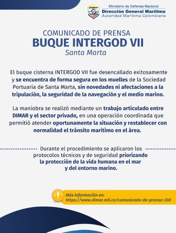 La Dimar confirmó que el