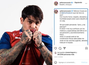 Tomado de Instagram @yefersoncossio