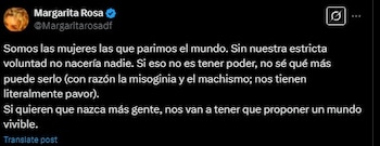 Margarita Rosa de Francisco reaccionó