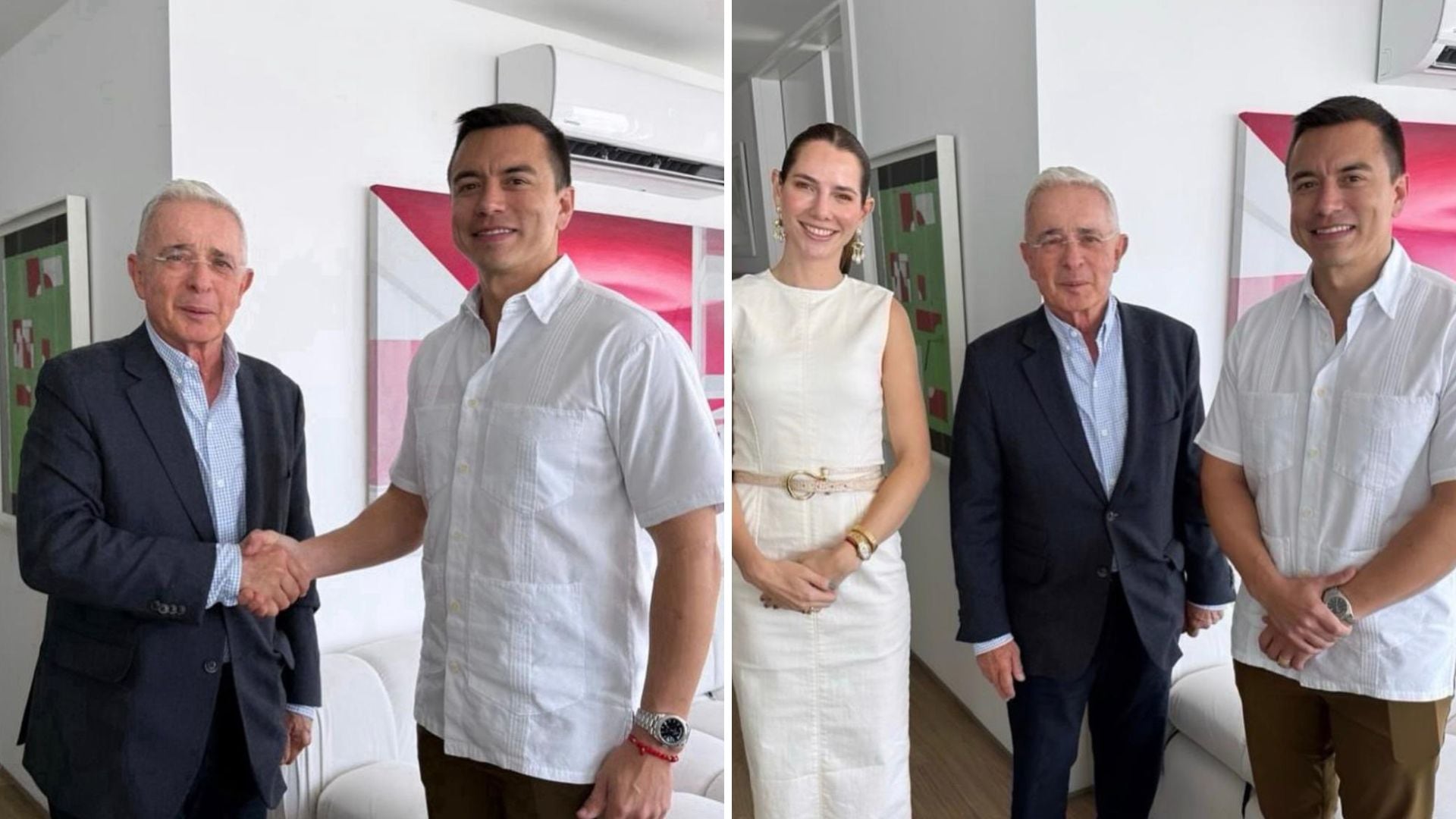 El expresidente Álvaro Uribe dijo que sí se ha reunido con Daniel Noboa, pero fue a finales del 2024 - crédito @DropSiteNews/X