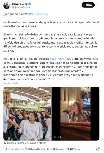 La consejera Presidencial para las