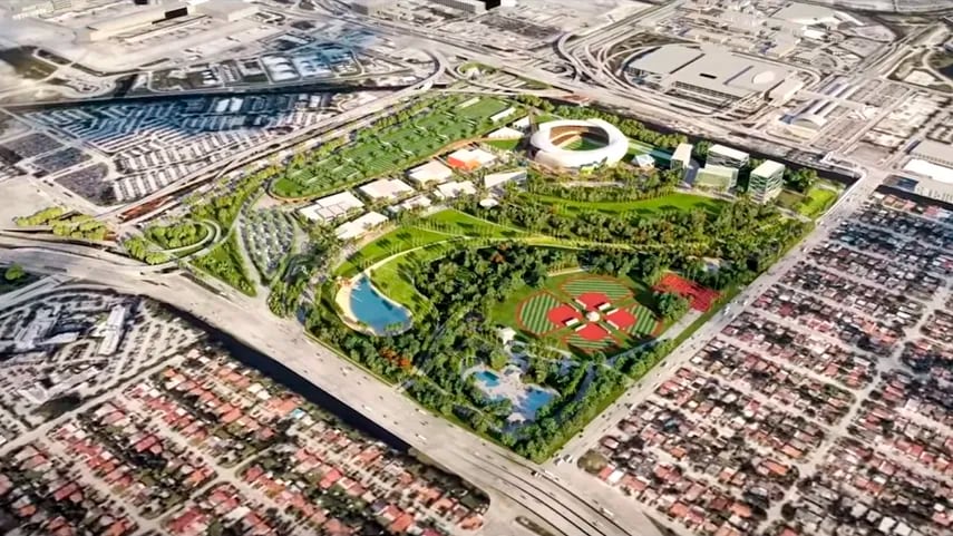 Vista aérea de lo que será la sede del Inter Miami CF (Captura de video: YouTube)