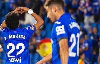 Johan Mojica celebrando su primer gol en Conference League con Getafe - crédito Johan Mojica