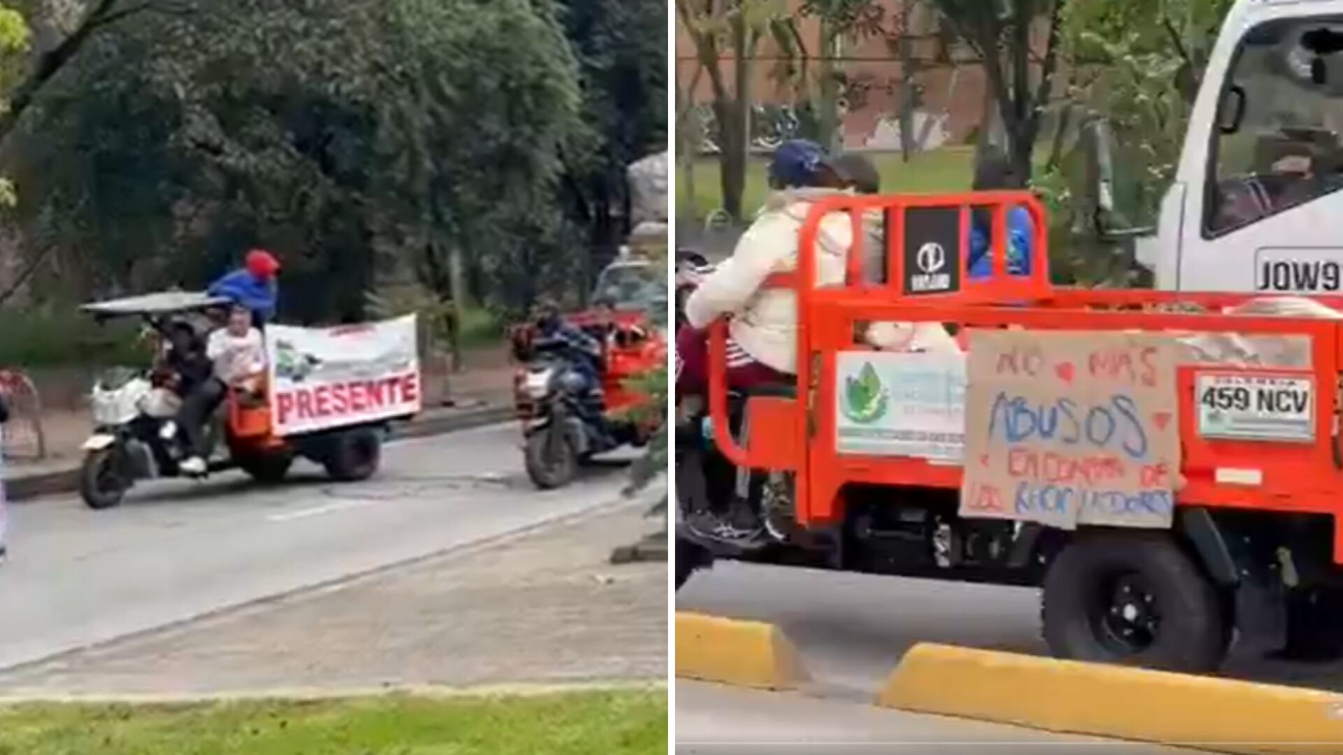 Plan tortuga de recicladores en Bogotá afecta movilidad de la ciudad - crédito capturas de pantalla redes sociales/X