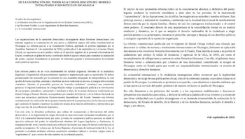 Las agrupaciones cuestionaron que la Asamblea Nacional de Nicaragua aprobó la reforma constitucional con rapidez, por unanimidad y sin escrutinio ciudadano.. (Retomado de: Gran Confederación Opositora Nicaragüense)