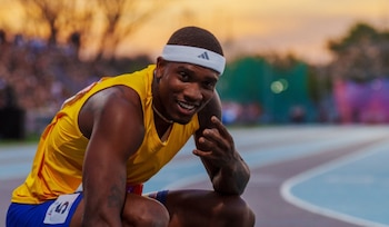 Ronal Longa celebrando la medalla de oro para Colombia en los Juegos Suramericanos 2026 - crédito Panam Sports