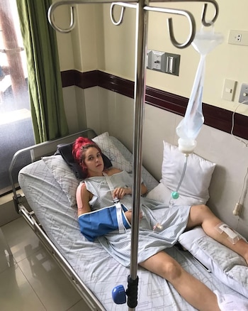 Amarna Miller durante su accidente en 2017. (Instagram)