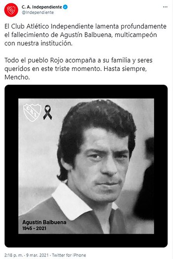 El club escribió una dedicatoria