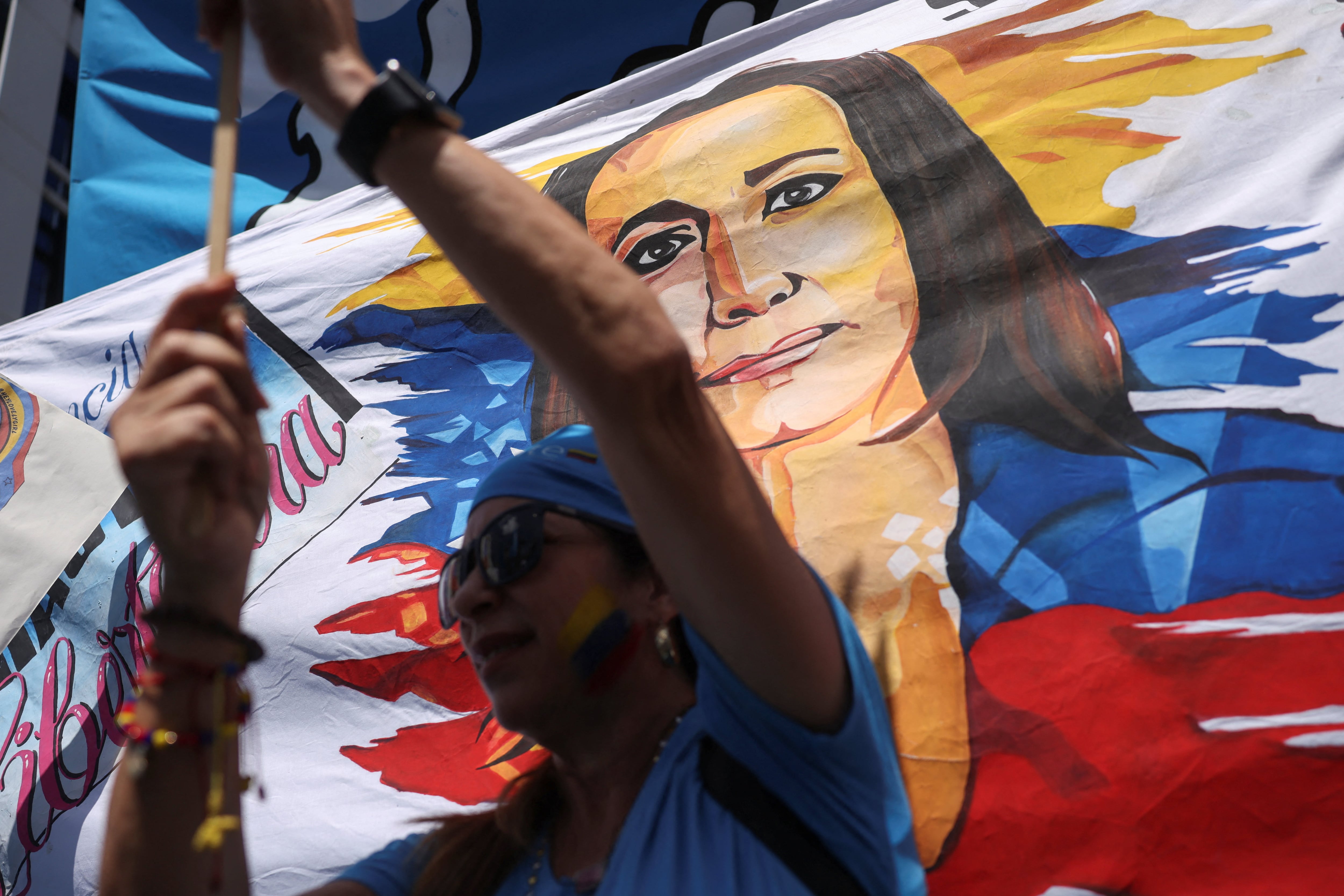Seguidores de María Corina Machado se movilizaron en Caracas en el segundo aniversario de las elecciones que las autoridades dieron por ganadas a Maduro. 28 de julio de 2026. (REUTERS/Leonardo Fernandez Viloria)