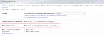 Desde la configuración de Gmail,