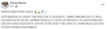 Grecia Quiroz comparte en Facebook