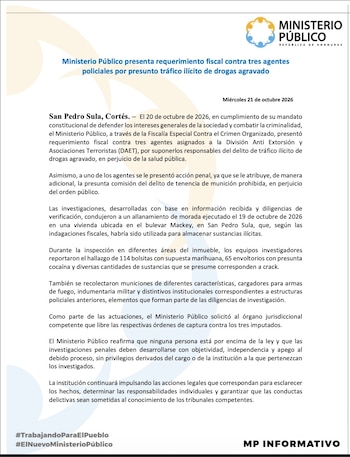 Uno de los agentes acusados enfrenta una imputación adicional por el delito de tenencia de munición prohibida.