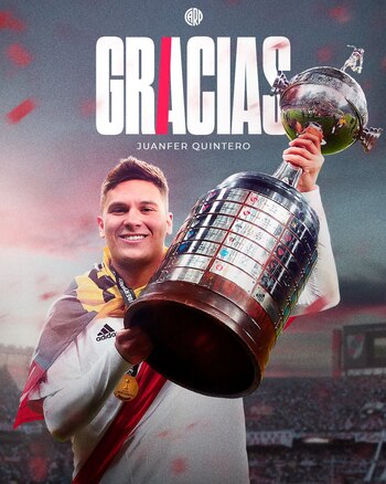 Así agradeció River Plate a Juan Fernando Quintero por todo lo que hizo en el club argentino