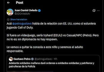 Juan Daniel Oviedo criticó el