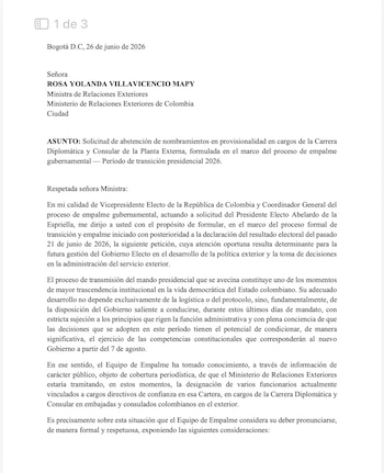 La solicitud también plantea que los nombramientos realizados sin una necesidad acreditada del servicio podrían generar obligaciones presupuestales y eventuales controversias jurídicas para la nueva administración - crédito @jrestrp/X