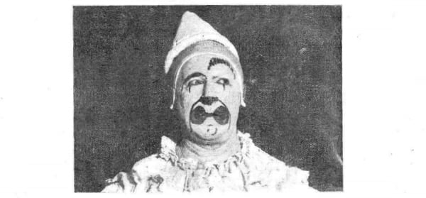 Frank Brown, caracterizado como el payaso que se haría increíblemente popular en Buenos Aires