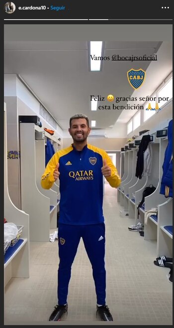 Cardona, feliz con la indumentaria